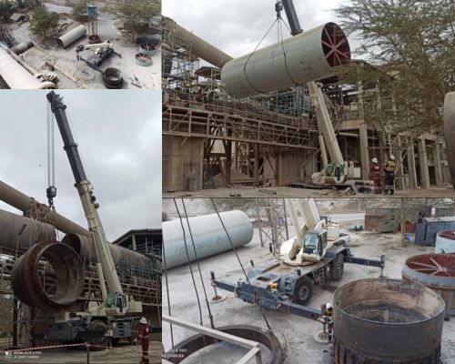 Kiln shell replacement in a rotary kiln, ensuring precise installation for optimal performance and extended lifespan.