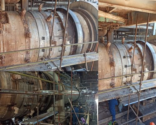 Supervision of steam tube dryer shell replacement, ensuring precise installation and alignment for optimal dryer performance.