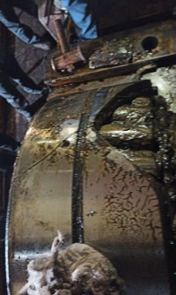 Damaged rolling bearing due to improper alignment, causing excessive wear and compromising equipment performance.